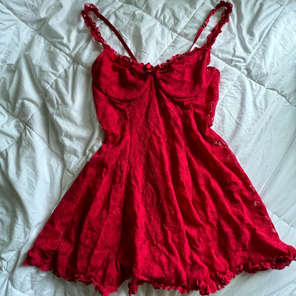 Red lace dress